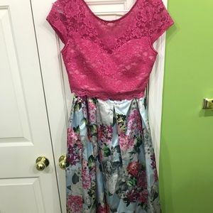 pink and floral 2 piece maxi dress